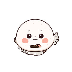 Fototapeta premium Cute Fugu Cartoon Very Cool