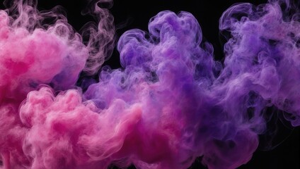 Vibrant smoke clouds in pink and purple hues against black background.