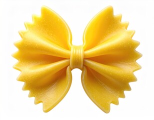 Farfalle pasta, bow tie shaped, yellow color, white bg