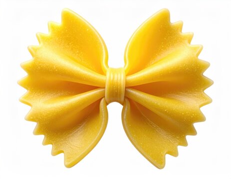Farfalle pasta, bow tie shaped, yellow color, white bg - Powered by Adobe