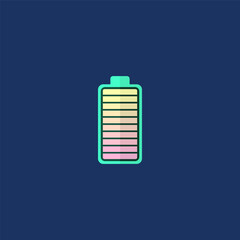 Colorful battery icon with gradient levels, minimal clean style, suitable for technology