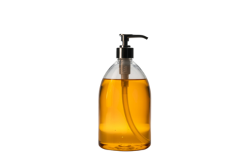 Clear Pump Bottle Dispenser with Amber Liquid graphic