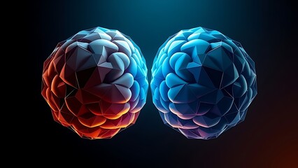 hemisphere. Abstract illustration of a brain hemisphere with geometric patterns representing creativity and logic. wellbeing guides.