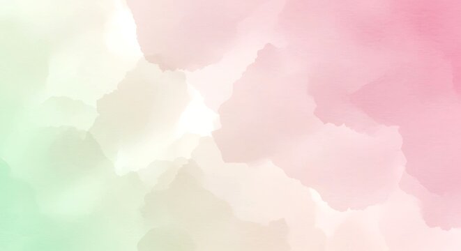 Abstract watercolor background with pink and green texture pastel soft dreamy wash stain