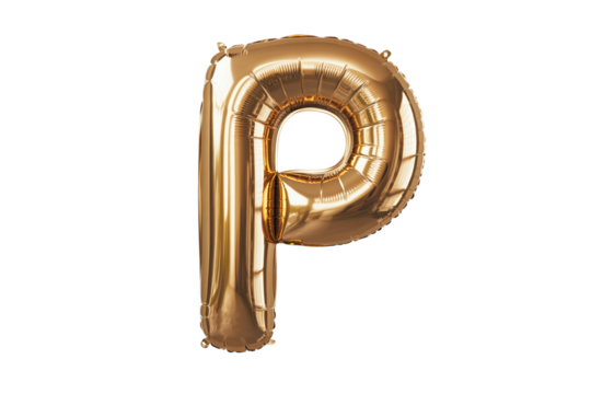 Gold Letter P Balloon Isolated on Black alphabet foil balloon