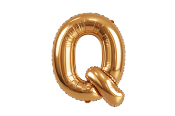 Gold Letter Q Balloon Isolated on Black alphabet foil balloon