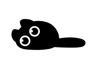 Cute black cat vector illustration. Laying cat. Simple cartoon character.