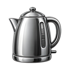 Fototapeta premium PNG Sleek metallic electric kettle illustration.