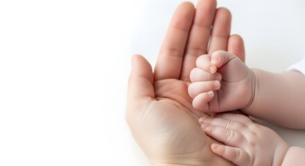 Tender portrait of parental bond and baby's trustful grasp conveying love, care, and family connection