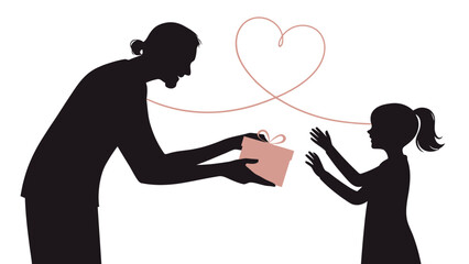 Dad gives daughter a present with love for her birthday, sweet family moment of care and affection