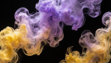 Colorful smoke abstract art against a black background, vibrant and dynamic.