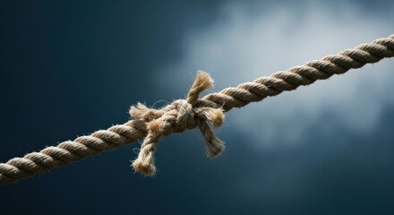 Fototapeta premium A close-up of a knotted rope against a moody sky