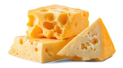 Cheese triangle on white background