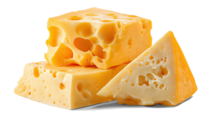 Cheese triangle on white background