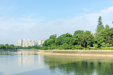 A high-rise building by the Jinjiang River in Wuhou District, Chengdu City, Sichuan Province, China