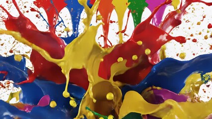 Paint splashes radiating energy and creativity perfectly encapsulate vibrant expression, evoking feelings of playfulness, joy, and artistic freedom, ideal for representing innovative thinking.