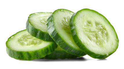 Cucumber slices on white background