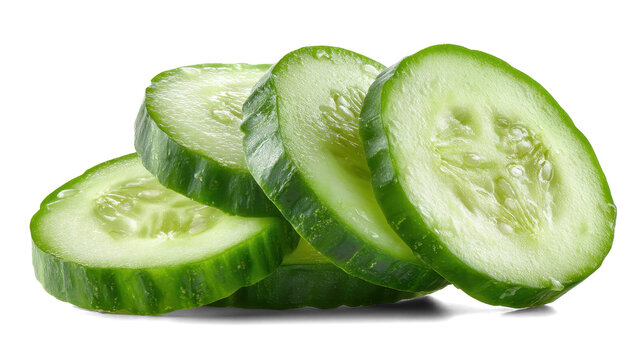 Cucumber slices on white background - Powered by Adobe
