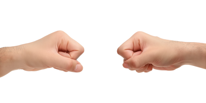 Two Fists Facing Each Other isolated on a transparent background
