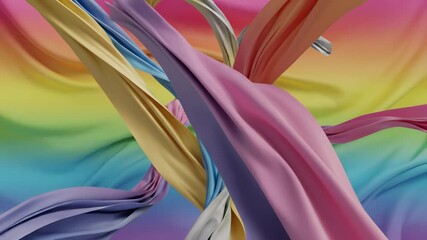 Intricately folded paper shapes and vibrant cloth patterns unfold like a miniature universe, as abstract forms of a woman take shape against a kaleidoscope of colors on a rainbow hued background. - Powered by Adobe