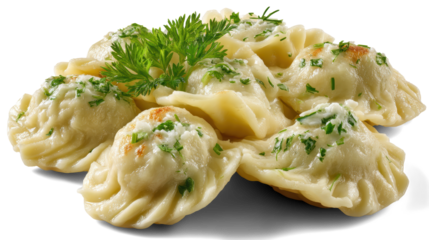 Dumplings, pelmeni, ravioli - isolated on white