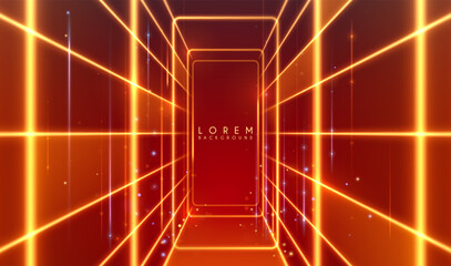 Red light lines corridor with sparks effect