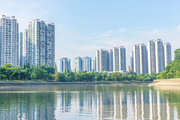 A high-rise building by the Jinjiang River in Wuhou District, Chengdu City, Sichuan Province, China
