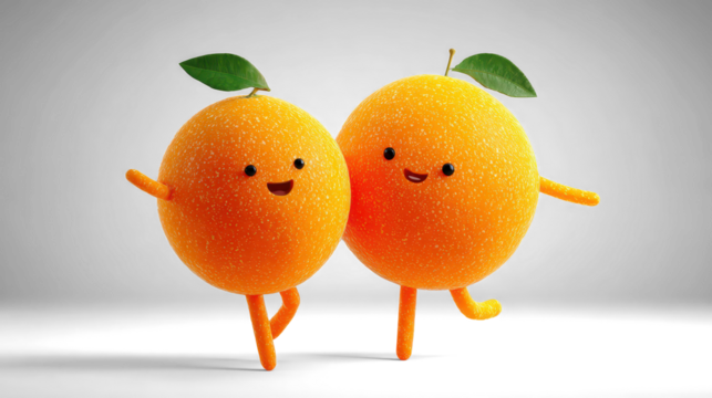 Fun orange character on white background
