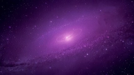 Stunning purple galaxy swirling through deep space with glowing stars, radiant cosmic dust, and a bright luminous core creating breathtaking celestial depth - Powered by Adobe