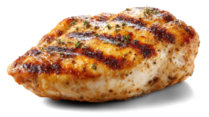 Grilled chicken breast isolated on white background