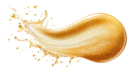 Pale orange vitamin C serum swatch, translucent with glossy finish, drop shape on white background. Transparent background