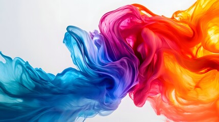 A mesmerizing dance of blue, red, and orange ink swirling together in water creates abstract colorful patterns.