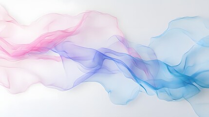 Abstract background showing flowing blend of pink violet and blue smoke on a white, soft, airy surface.