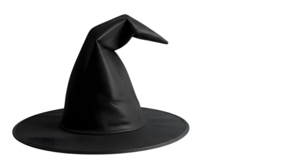 Black witch hat halloween costume accessory isolated on transparent background