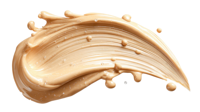 Ivory tinted BB cream smear with air-whipped texture,  isolated on white background. Transparent background