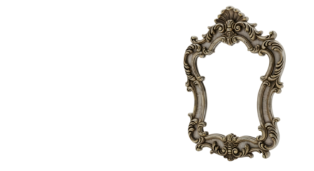 Ornate baroque style picture frame isolated on transparent background