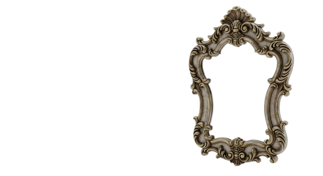 Ornate baroque style picture frame isolated on transparent background