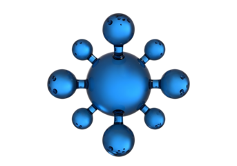 Blue molecular structure model isolated on transparent background