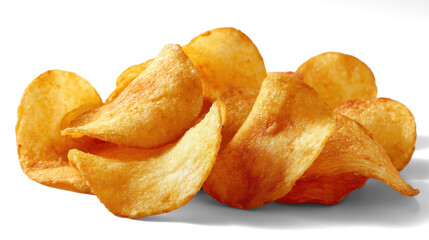 wavy potato chips on white background