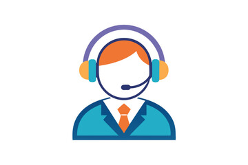 Faceless person with tie wears headset and blue suit jacket for support