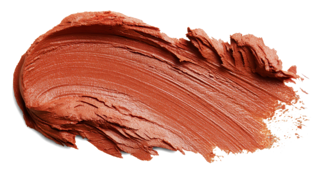 Warm terracotta tinted cream swatch, bold texture with smooth blend on  white background. Transparent background