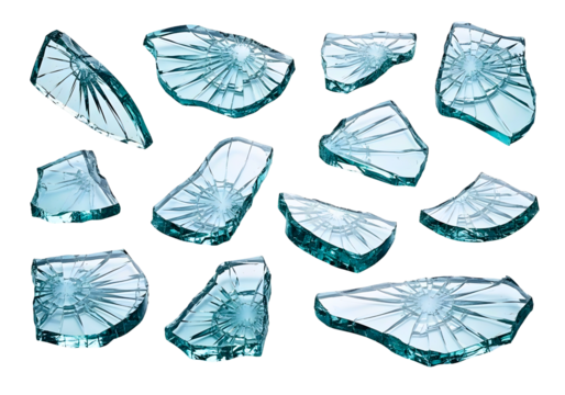 Collection of ammonite fossils isolated on transparent background