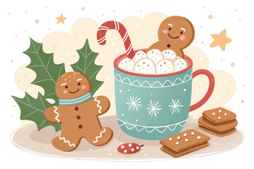 Cute Christmas Featuring Gingerbread Cooki Professional Photo Ideal for Marketing