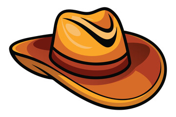 Vivid brown cowboy hat showcases curved lines and rich color gradients with stark outlines