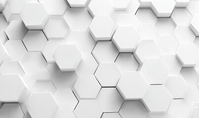 Fototapeta premium Abstract 3D white hexagonal pattern with depth and light