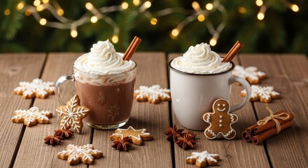 Delicious hot chocolate and gingerbread cookies for the holidays