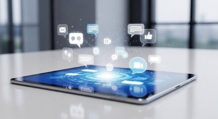 Tablet Illuminates Global Connectivity and Online Communication