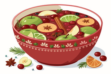Bowl Christmas Punch With Fruits Bold Premium Digital Asset Ideal for Marketing