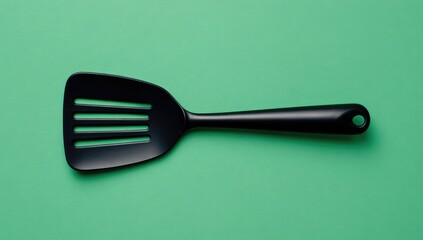 Flatlay of a black plastic spatula