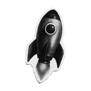 PNG Retro rocket ship illustration.